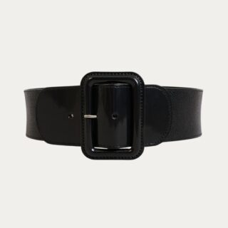 Ceinture femme grosse boucle élastique en cuir synthétique vernis