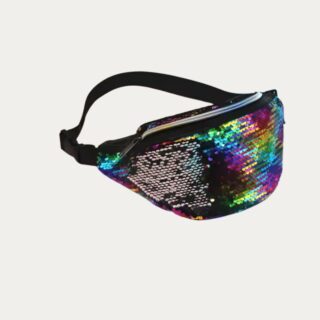 ceinture banane a paillettes reversibles multicolore