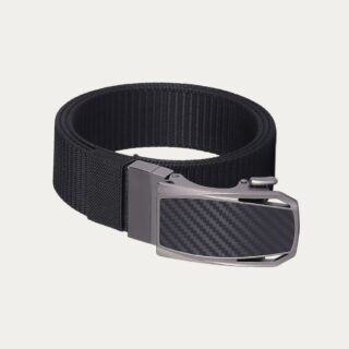 Ceinture réversible homme à boucle automatique noire sur fond uni