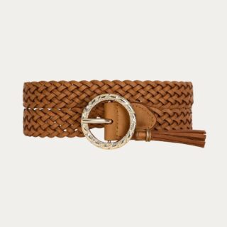 Ceinture tressée avec finition raffinée pour femme sur fond uni
