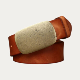Ceinture plaque homme en cuir véritable et finition vieillie
